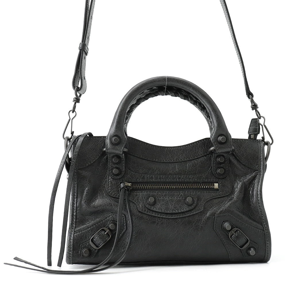 Balenciaga Le City Leather 2way Shoulder Bag Black
